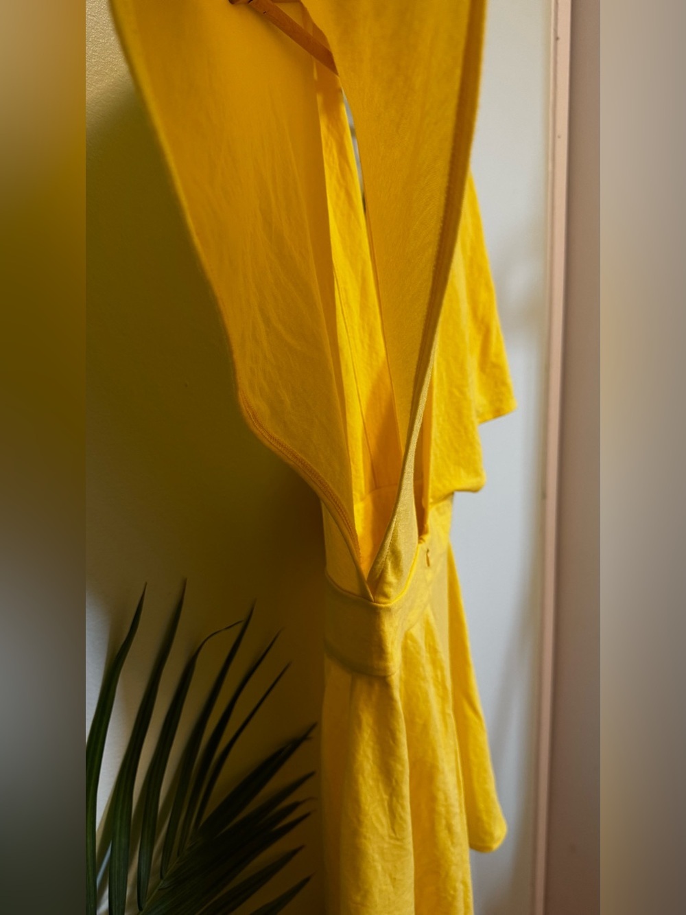 Mango Yellow V-Neck Midi Dress with Flutter Sleeves - Picture 8 of 10